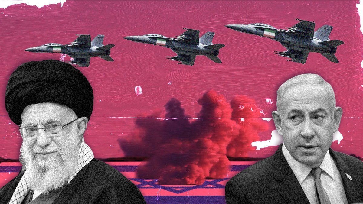 ​Leaders of Israel and Iran in front of fighter jets. 