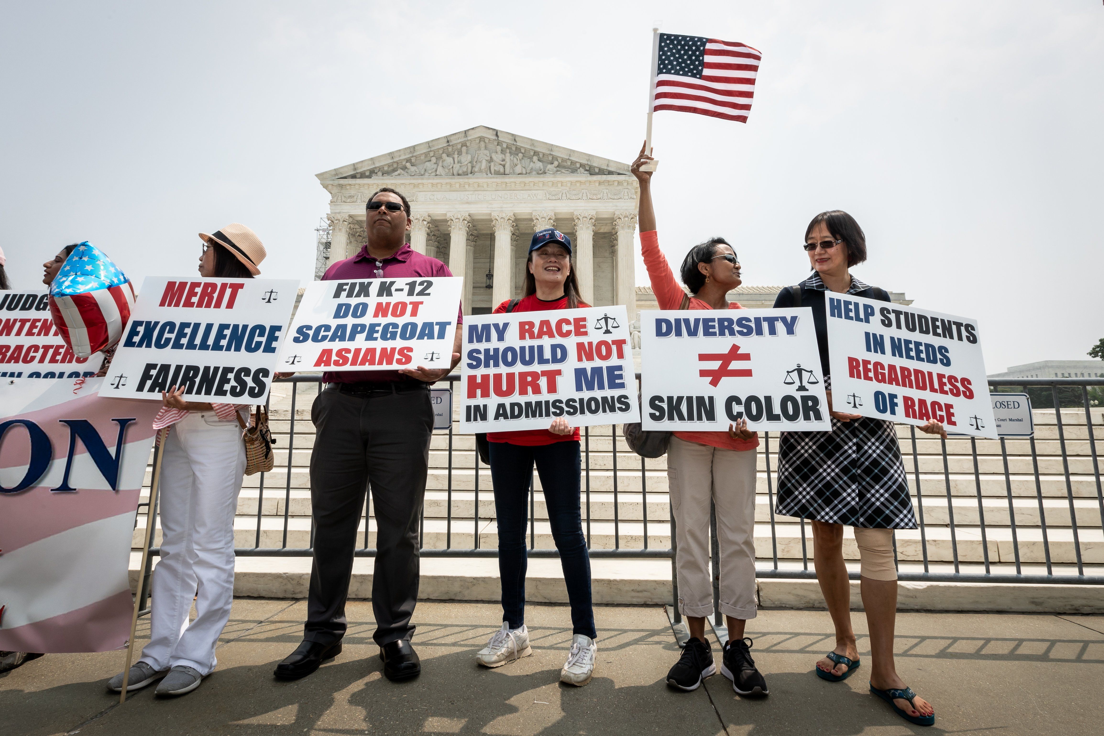 People celebrate the US Supreme Court ruling that universities cannot consider race in admissions. 