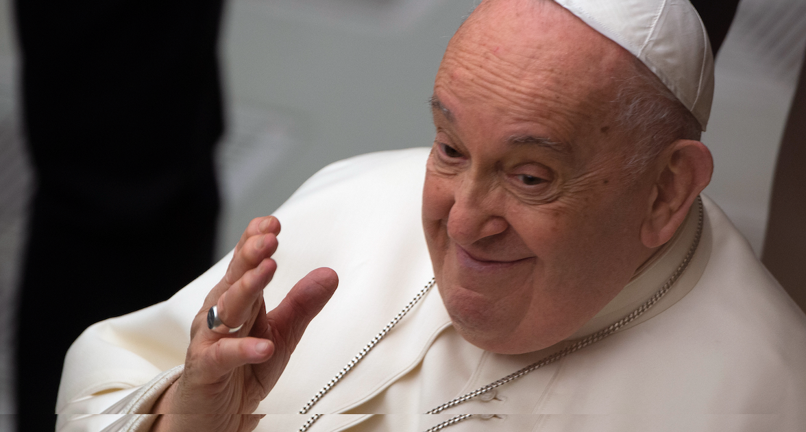 Pope Francis is seen here at an audience to Managers and Employees of TV2000 and Radio InBlu in Paolo VI Hall at the Vatican. 