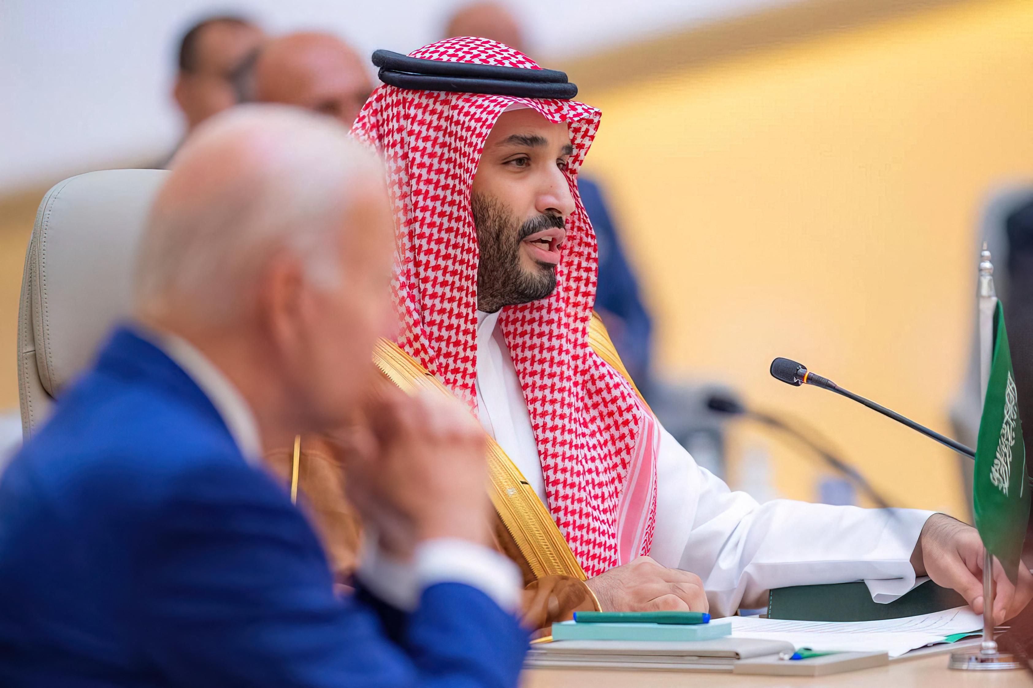 Saudi Arabia’s Crown Prince Mohammed bin Salman and US President Joe Biden during a summit in Jeddah.