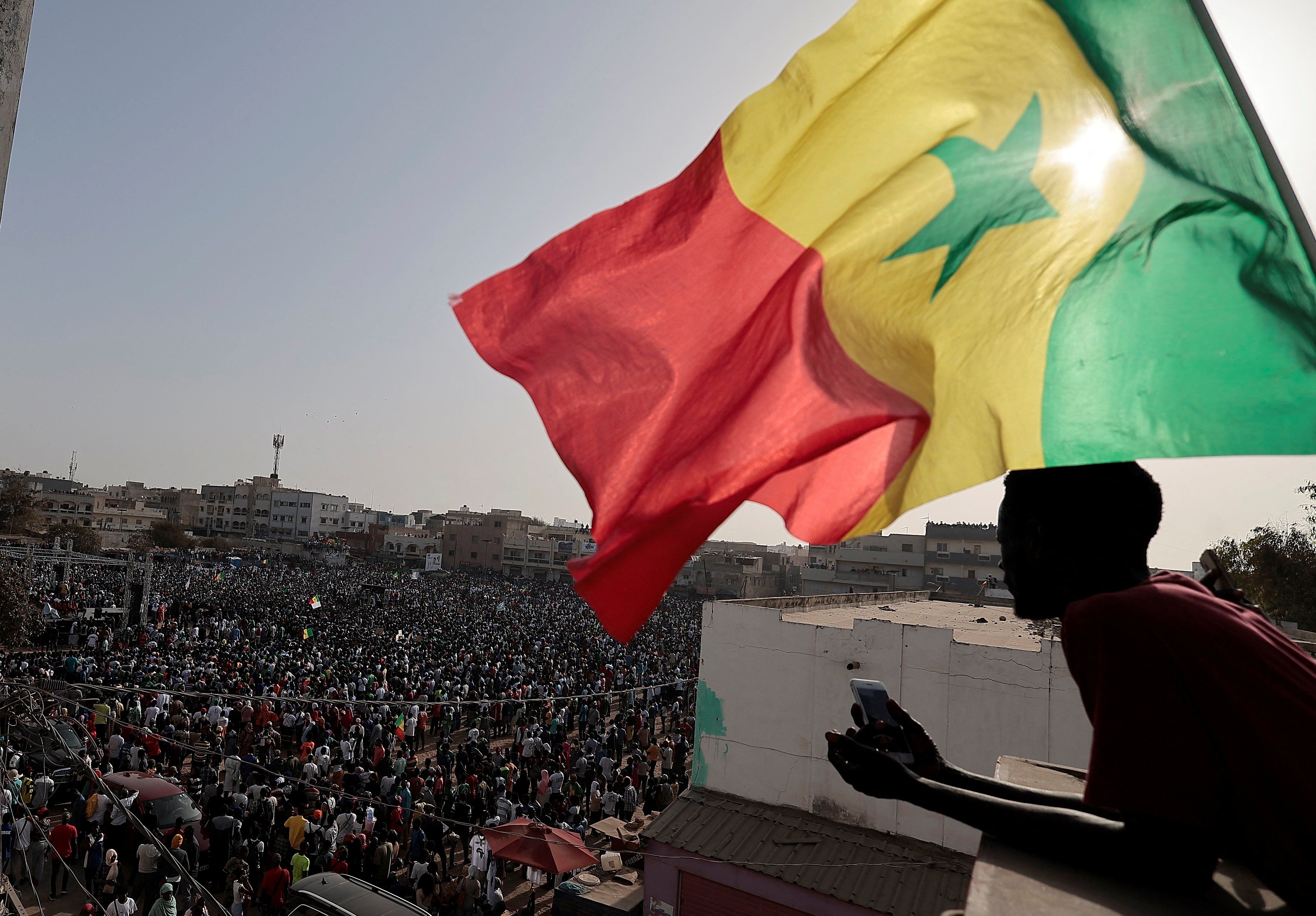 Supporters of Senegalese opposition leader Ousmane Sonko gather during a protest to support its leader, Ousmane Sonko in Dakar, Senegal March 14, 2023.