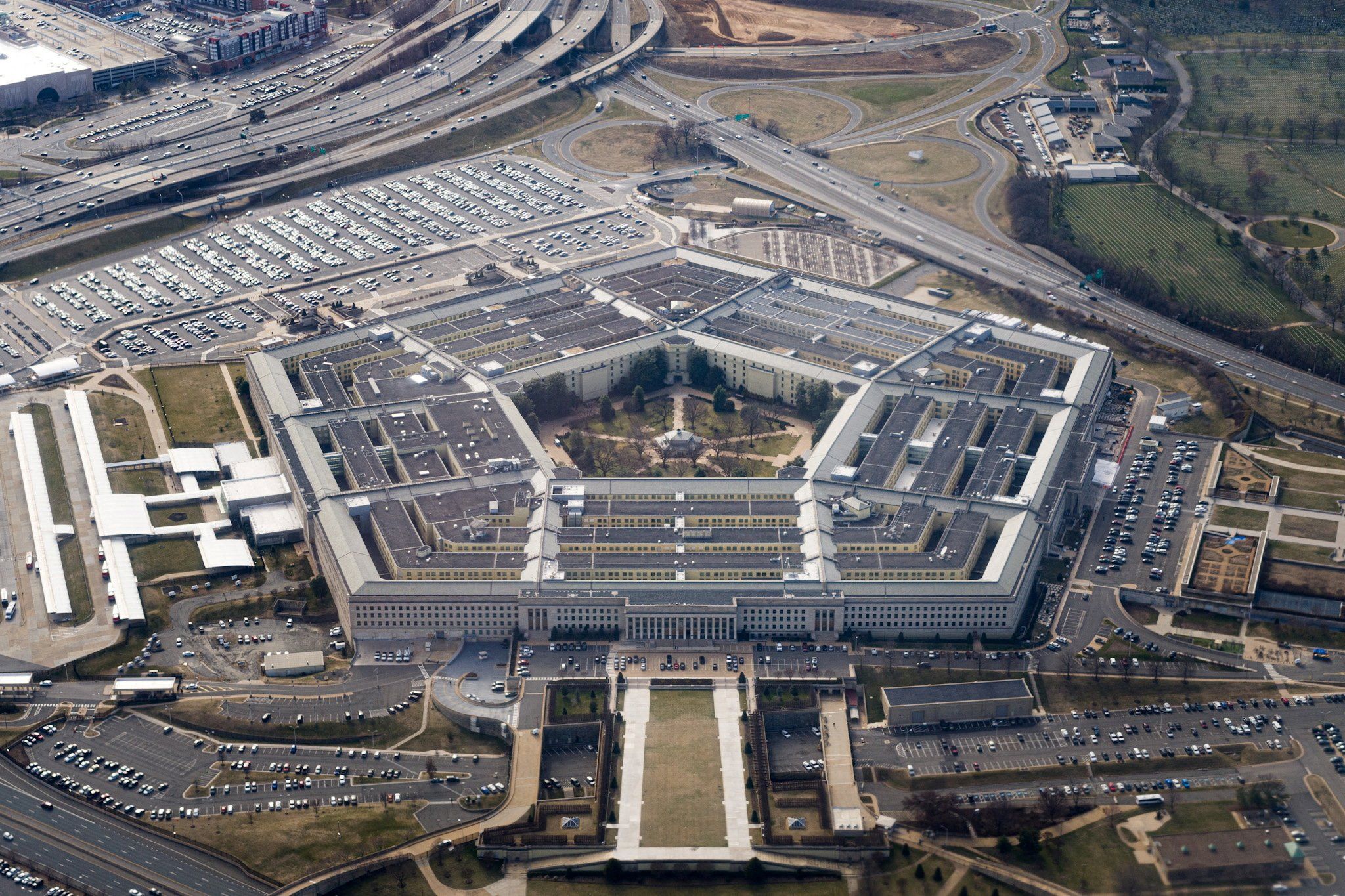 The Pentagon is seen from the air in Washington, U.S., March 3, 2022, more than a week after Russia invaded Ukraine.