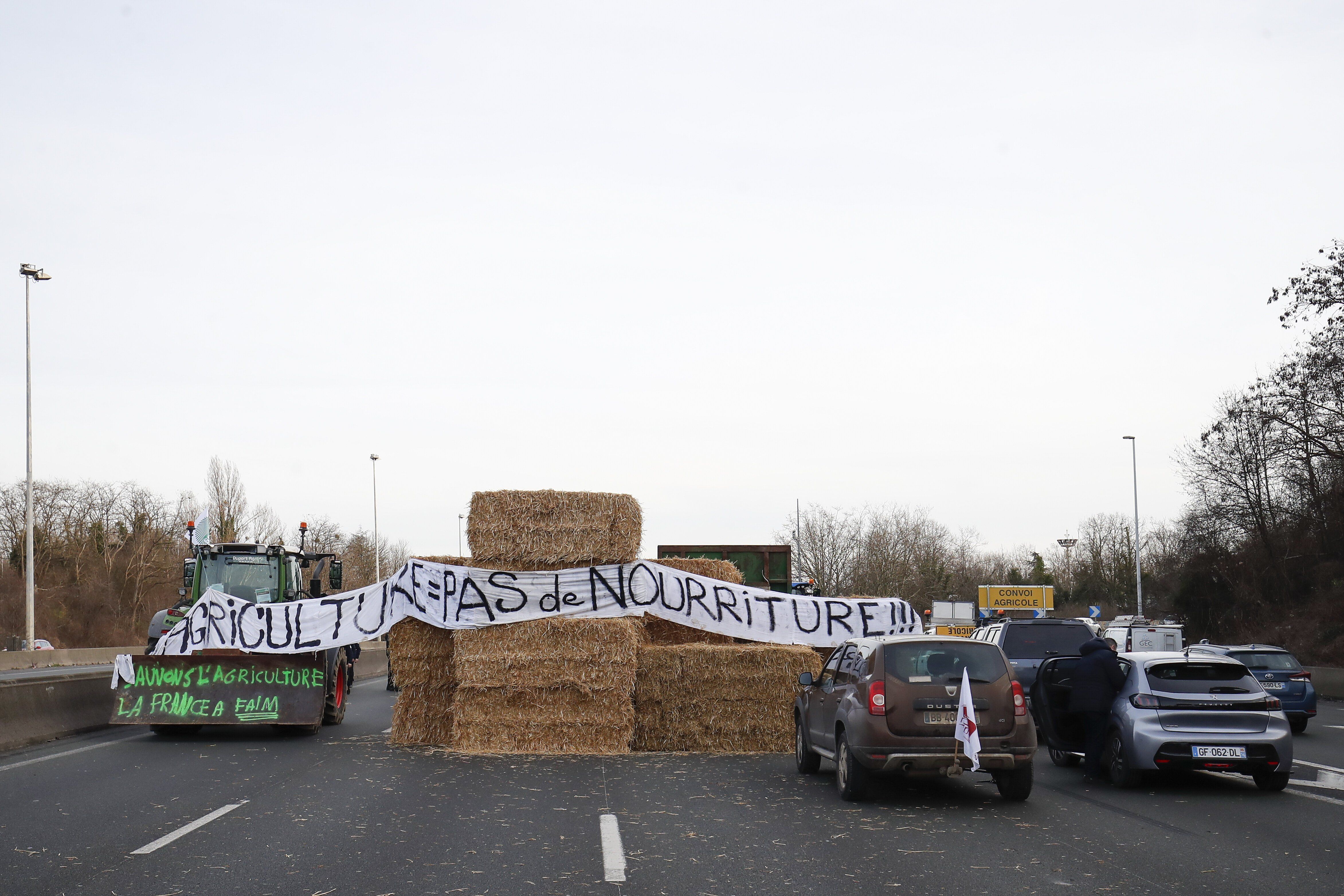 Traffic jam from French farmer protests.
