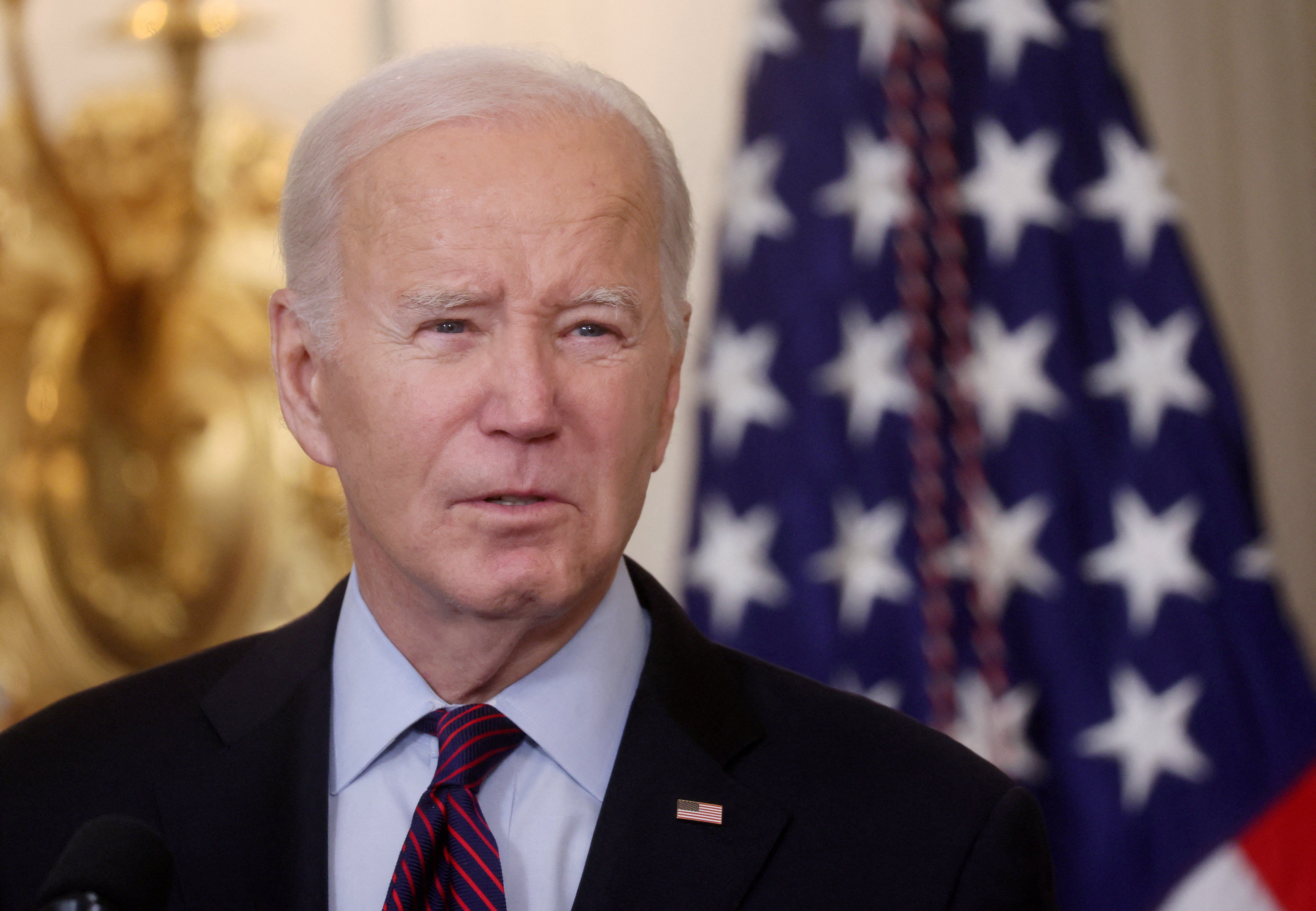 U.S. President Joe Biden holds an event about American retirement economics in the State Dining Room at the White House in Washington, U.S., October 31, 2023.