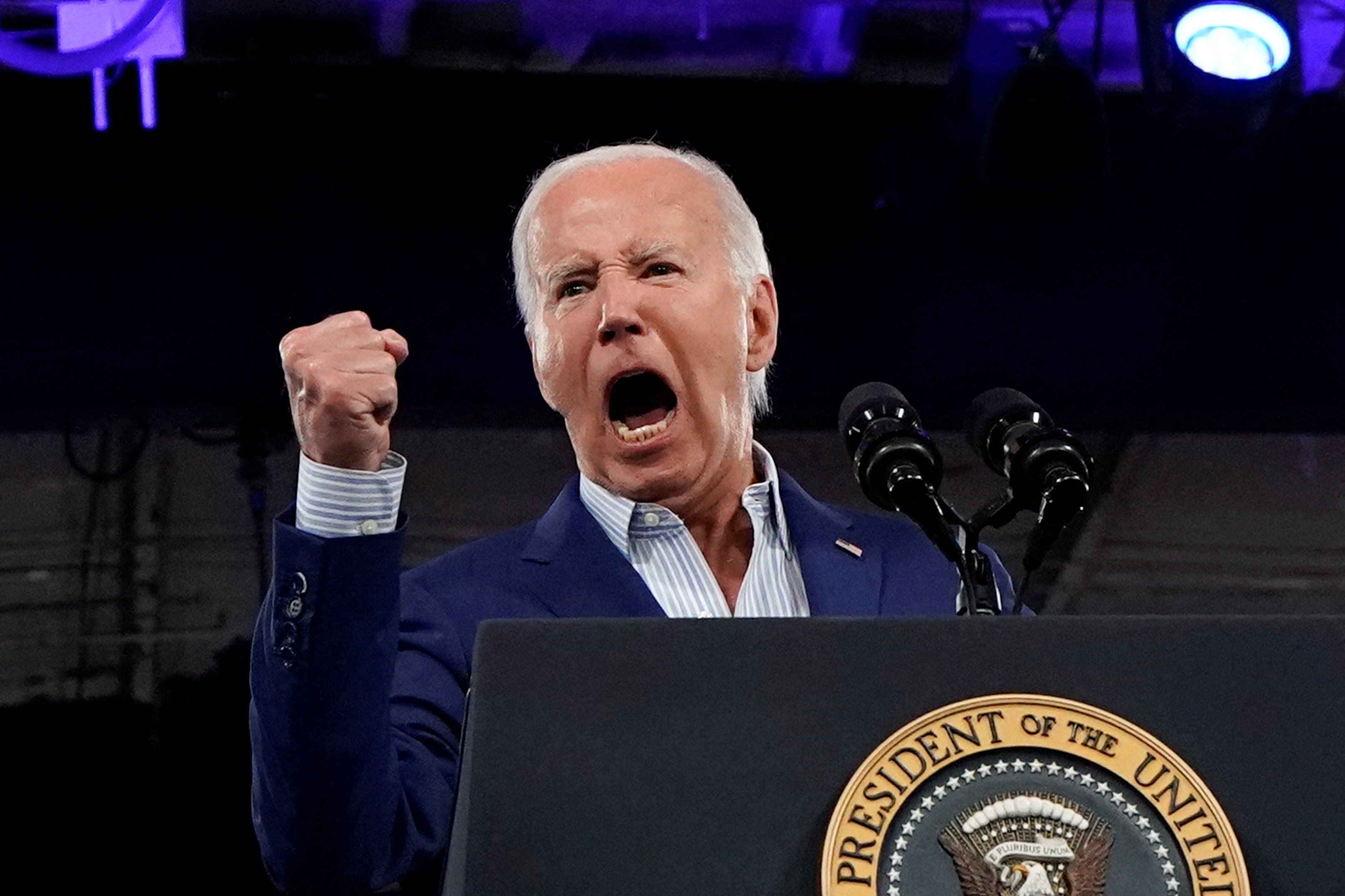 U.S. President Joe Biden speaks during a campaign rally in Raleigh, North Carolina, U.S., June 28, 2024. REUTERS/Elizabeth Frantz