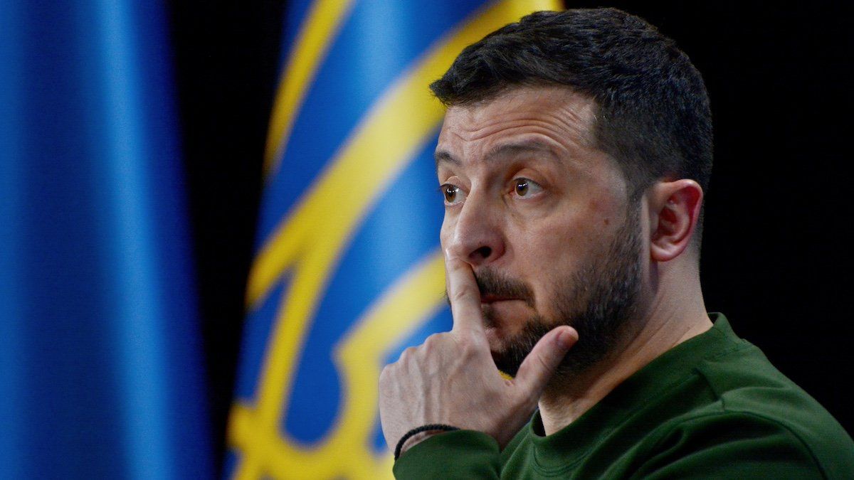 Ukraine's President Volodymyr Zelensky speaks during 'Ukraine. Year 2024' conference, amid Russia's attack on Ukraine, in Kyiv, Ukraine, February 25, 2024.