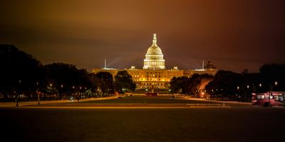 US Capitol at nighttime