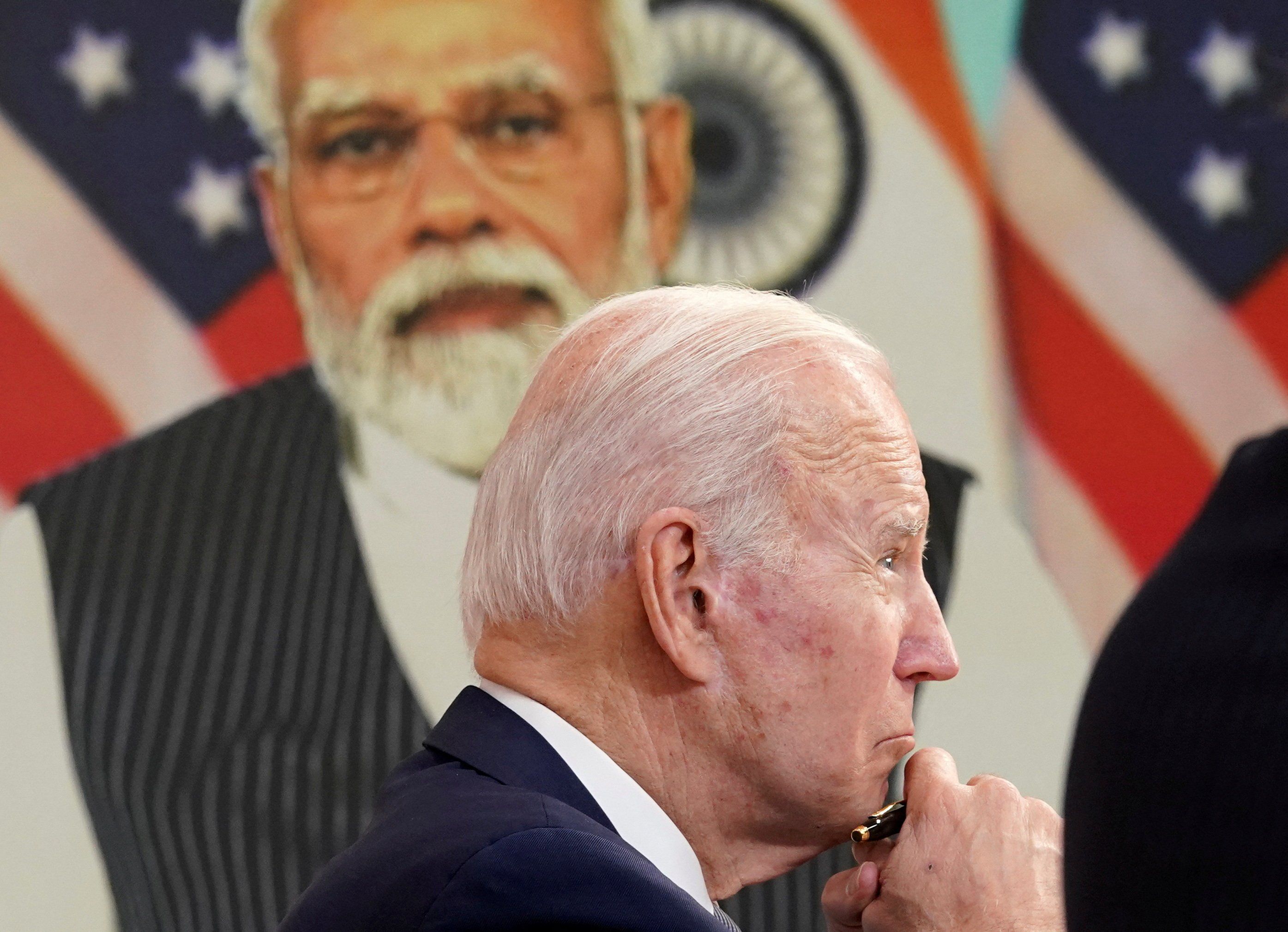US President Joe Biden holds a virtual meeting from the White House with Indian Prime Minister Narendra Modi.
