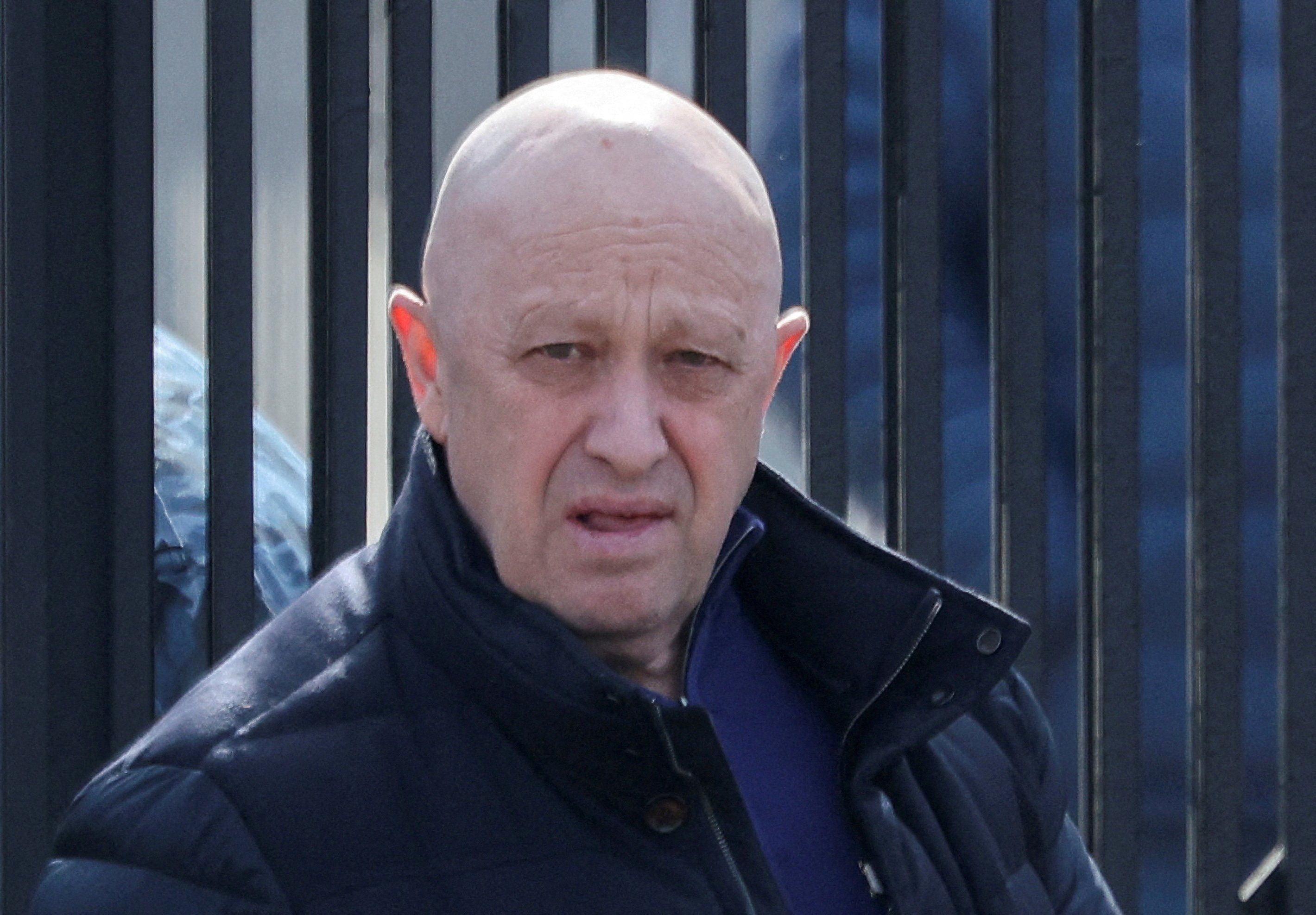 Wagner PMC founder Yevgeny Prigozhin leaves a cemetery before the funeral of a Russian military blogger who was killed in a bomb attack in a St Petersburg cafe, in Moscow, Russia.