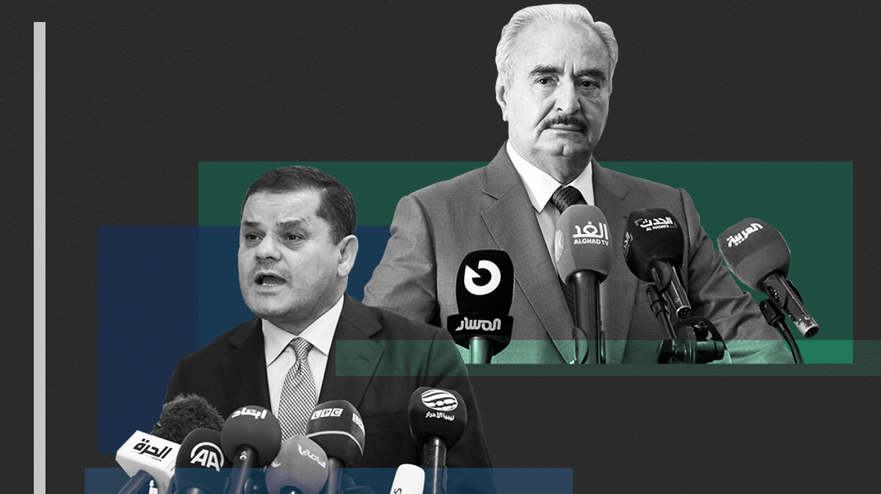 Libyan presidential candidates Abdelhamid Dabeiba and Khalifa Haftar.