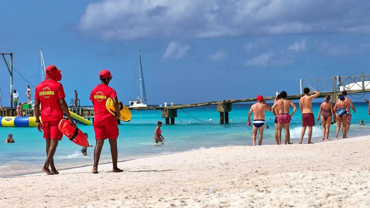 Lifeguards at the Boatyard Beach Club in Bridgetown, Barbados, on January 7, 2025.