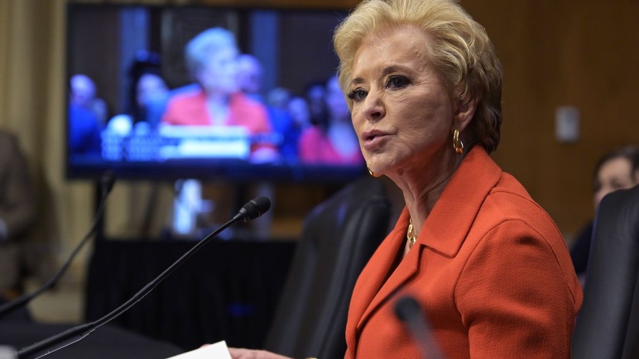 Linda McMahon testifies before the Senate Health, Education, and Labor Committee during a nomination hearing as Secretary of Education in Washington, DC, USA, on Feb. 13, 2025.