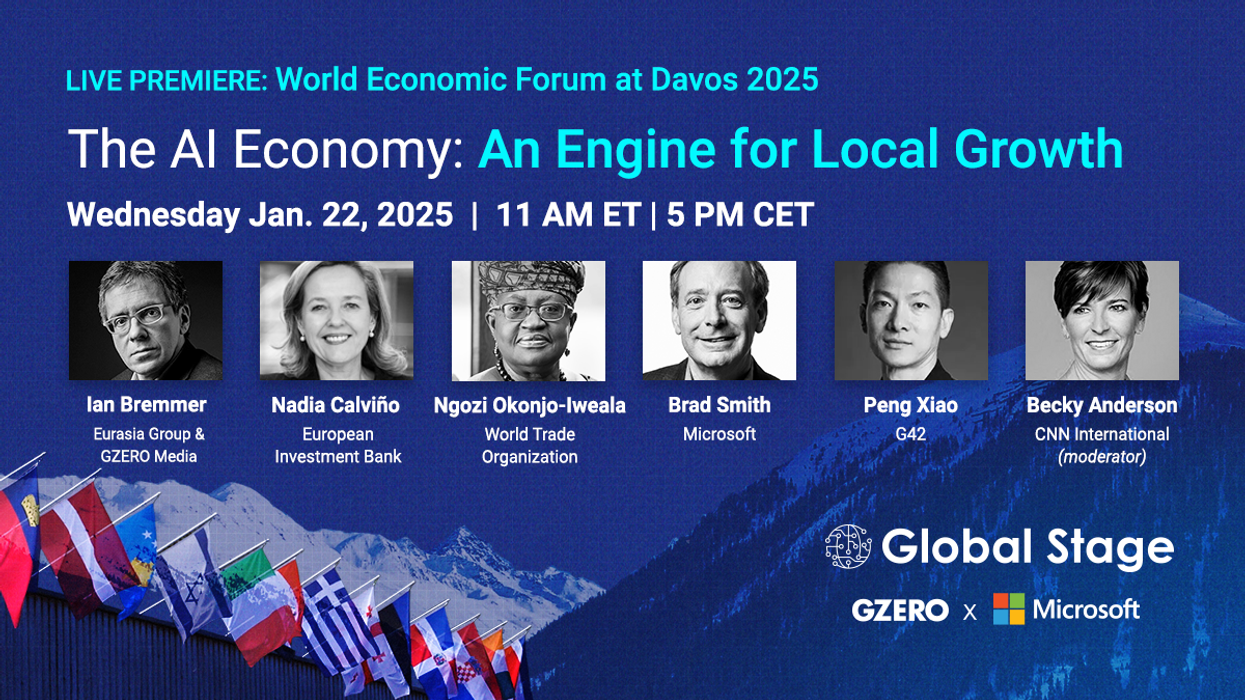 LIVE PREMIERE: World Economic Forum at Davos 2025 | The AI Economy: An Engine for Local Growth | Wednesday, Jan. 22, 2025 | 11 AM ET | 5 PM CET | gzeromedia.com/globalstage | Global Stage GZERO X Microsoft