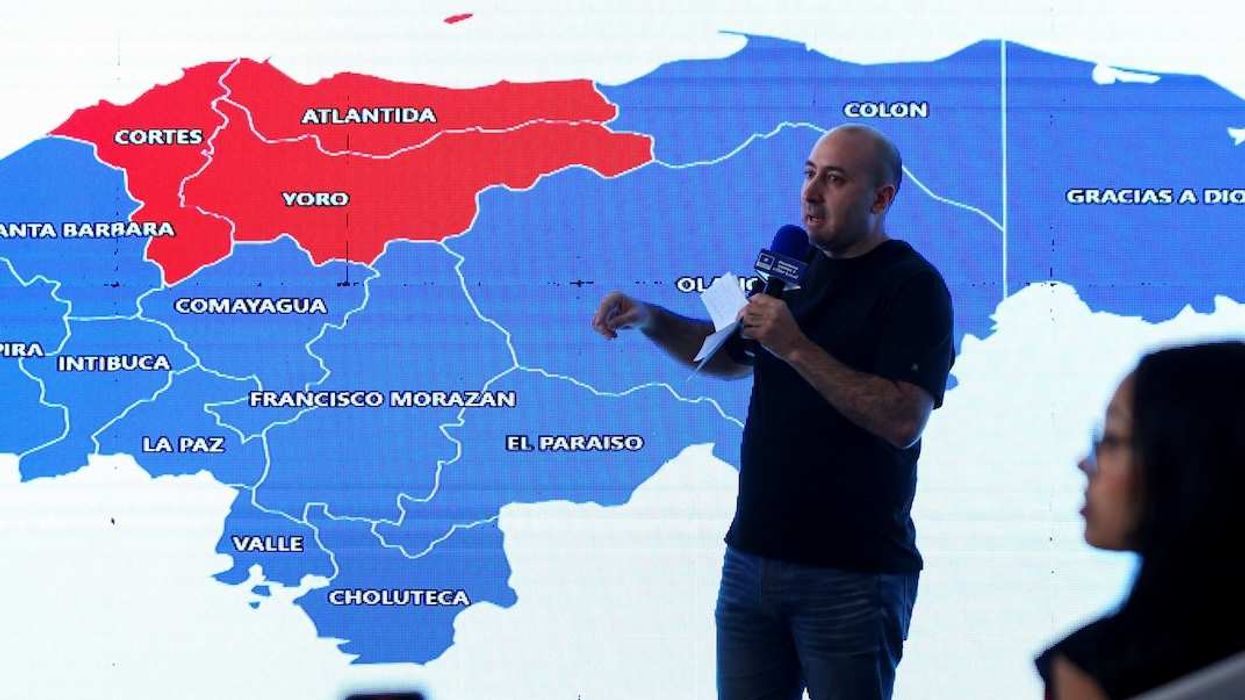 Luis Fernando Cerimedo, advisor of Presidential candidate Nasry Asfura of the National Party of Honduras (PN), speaks during a press conference after the general election, in Tegucigalpa, Honduras, December 1, 2025.