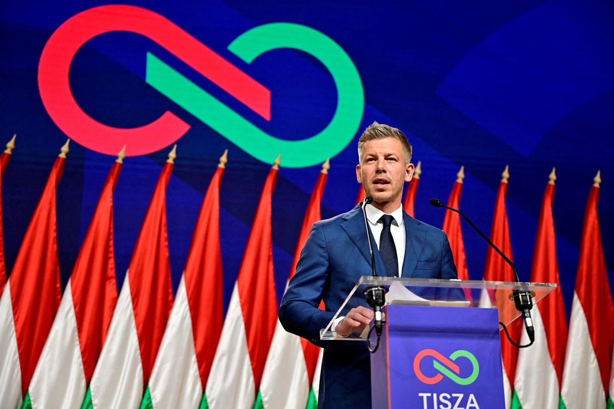 ​Magyar, leader of the opposition Tisza Party, speaks during a press conference a day after the parliamentary election, in which Hungarian Prime Minister Viktor Orban conceded defeat, Budapest, Hungary, April 13, 2026. 