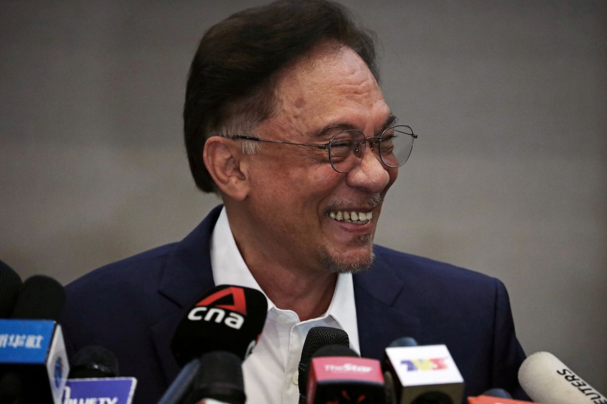 Malaysia opposition leader Anwar Ibrahim reacts during a news conference in Kuala Lumpur. Reuters