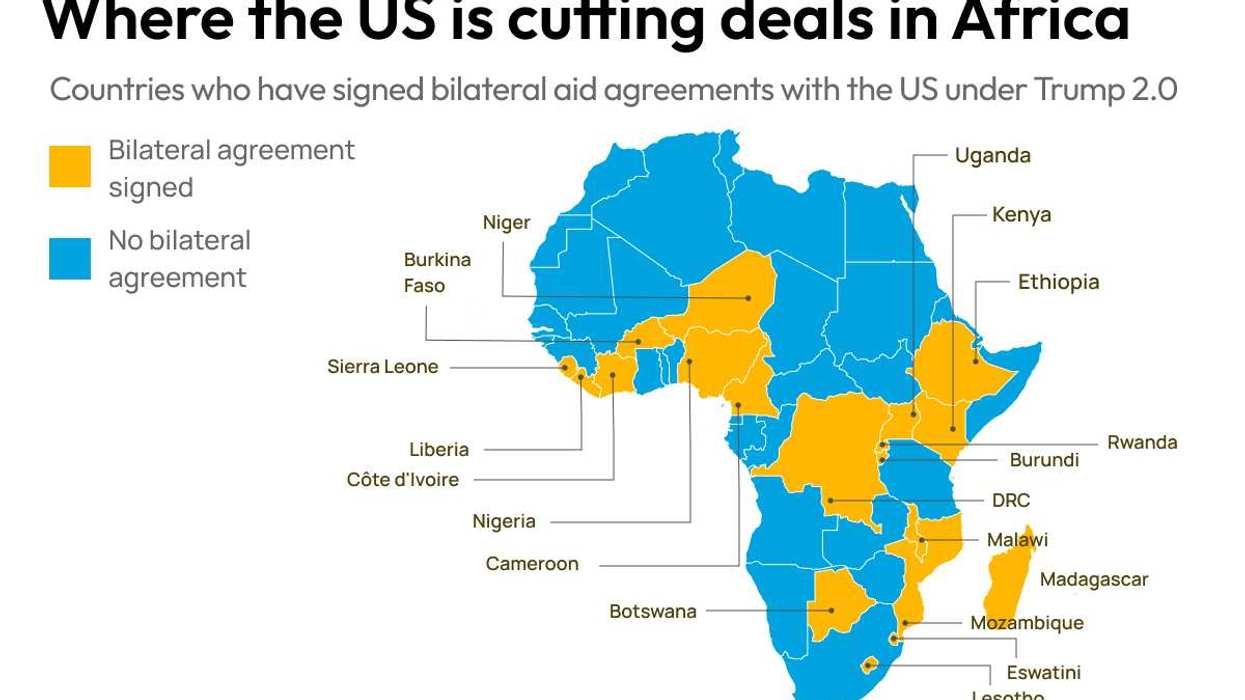 Map of countries in Africa that have cur deals with the US after USAID defunding.