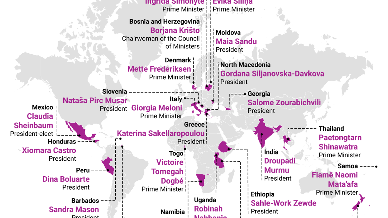 Map of female leaders around the world