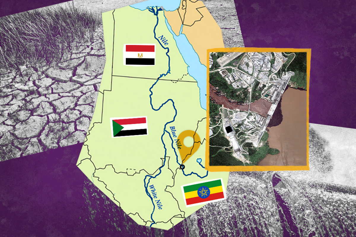 Map of the Grand Ethiopian Renaissance Dam, which flows through Ethiopia, Egypt and Sudan