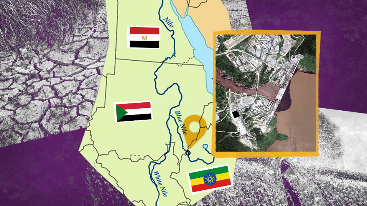 Map of the Grand Ethiopian Renaissance Dam, which flows through Ethiopia, Egypt and Sudan