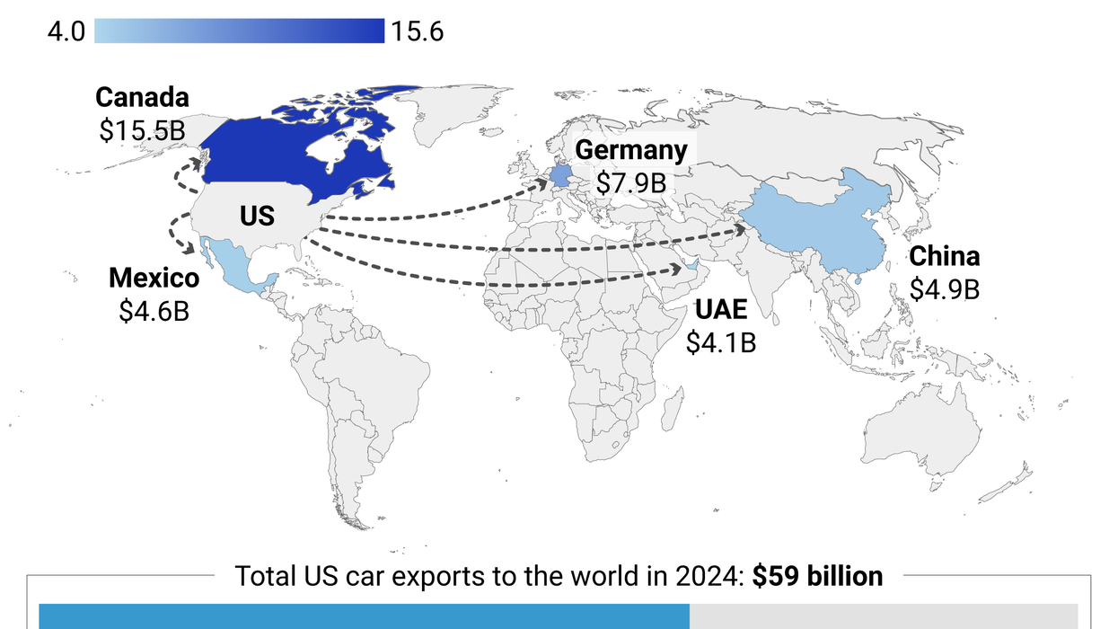 Map of US car exports.