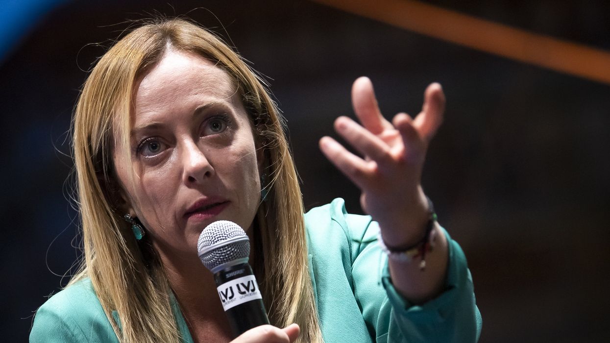 Meloni during a rally as part of the campaign for general elections.