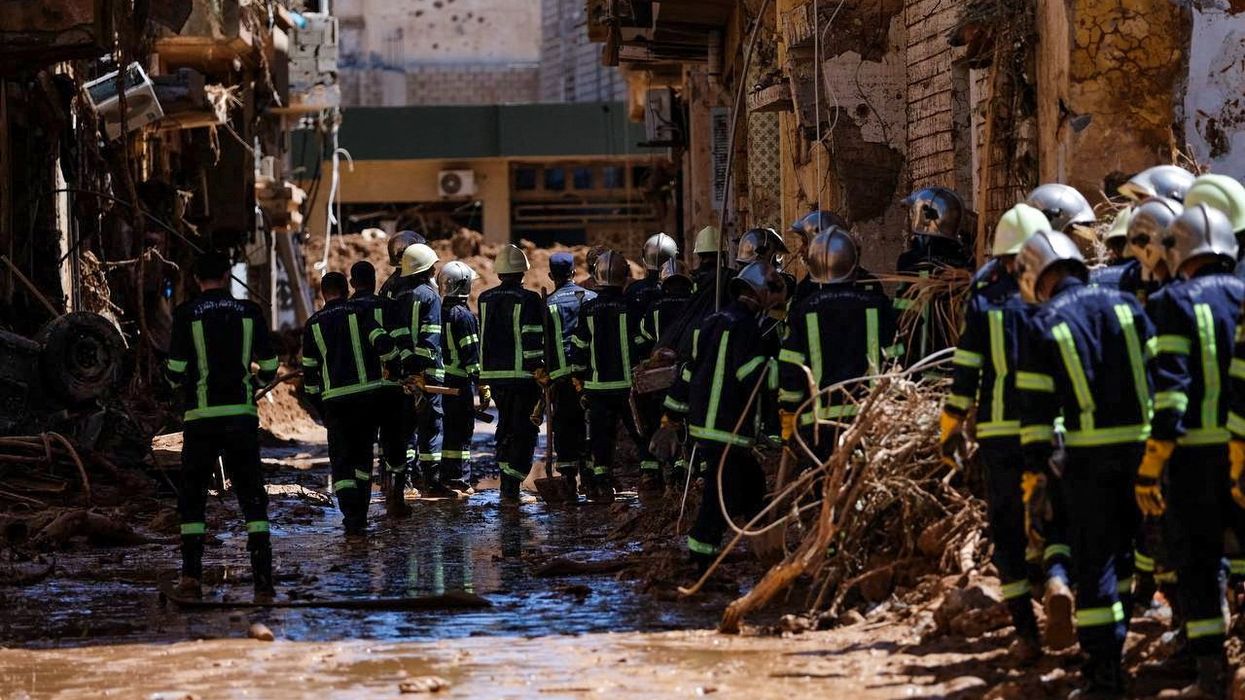 Members of the rescue team from the Egyptian army inspect the damaged areas, following a powerful storm and heavy rainfall hitting the country, in Derna, Libya September 13, 2023.