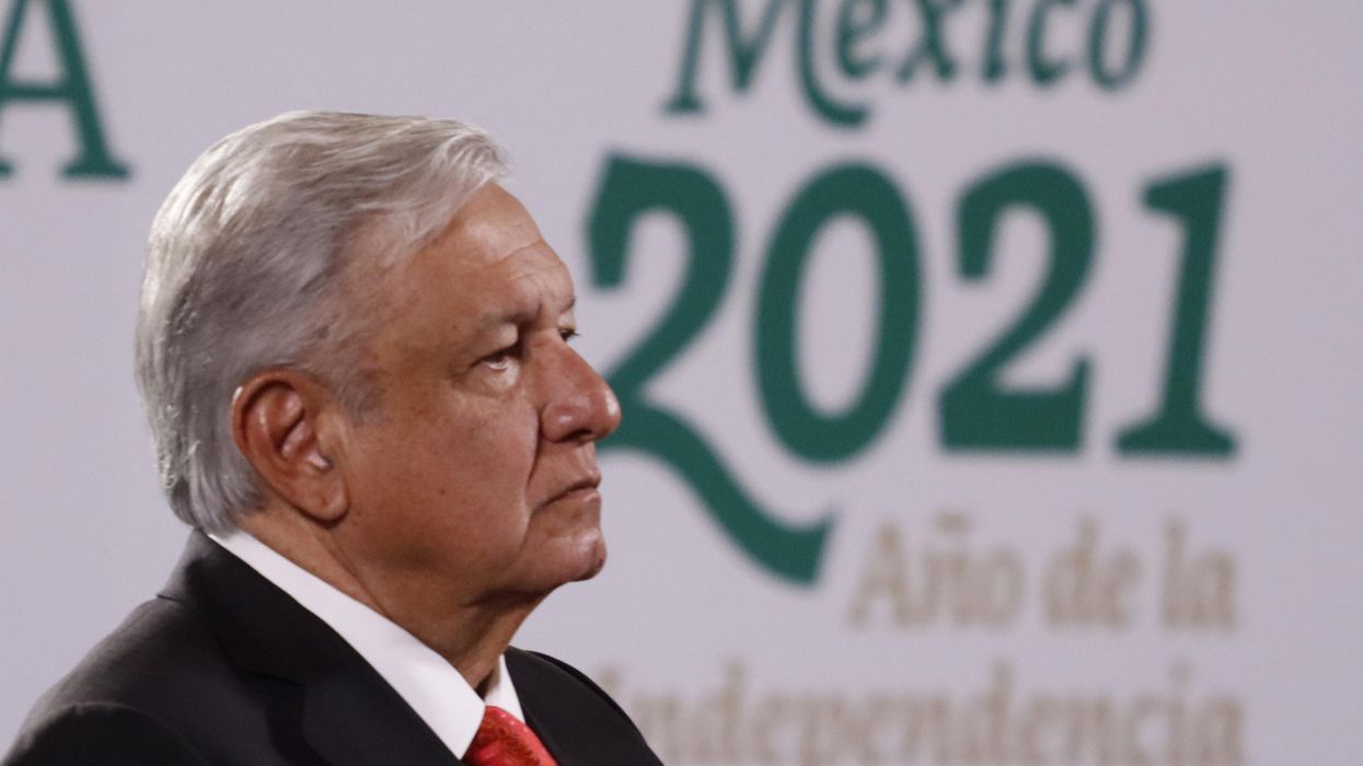 Mexico’s President Andres Manuel Lopez Obrador speaks during Covid-19 vaccination program press conference at National Palace on June 3, 2021 in Mexico City, Mexico.