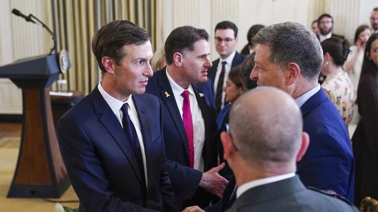 Middle East negotiator and son-in-law of President Trump, Jared Kushner talks with Israeli diplomats following a joint press conference in the State Dining Room of the White House in Washington, DC, USA, 29 September 2025.