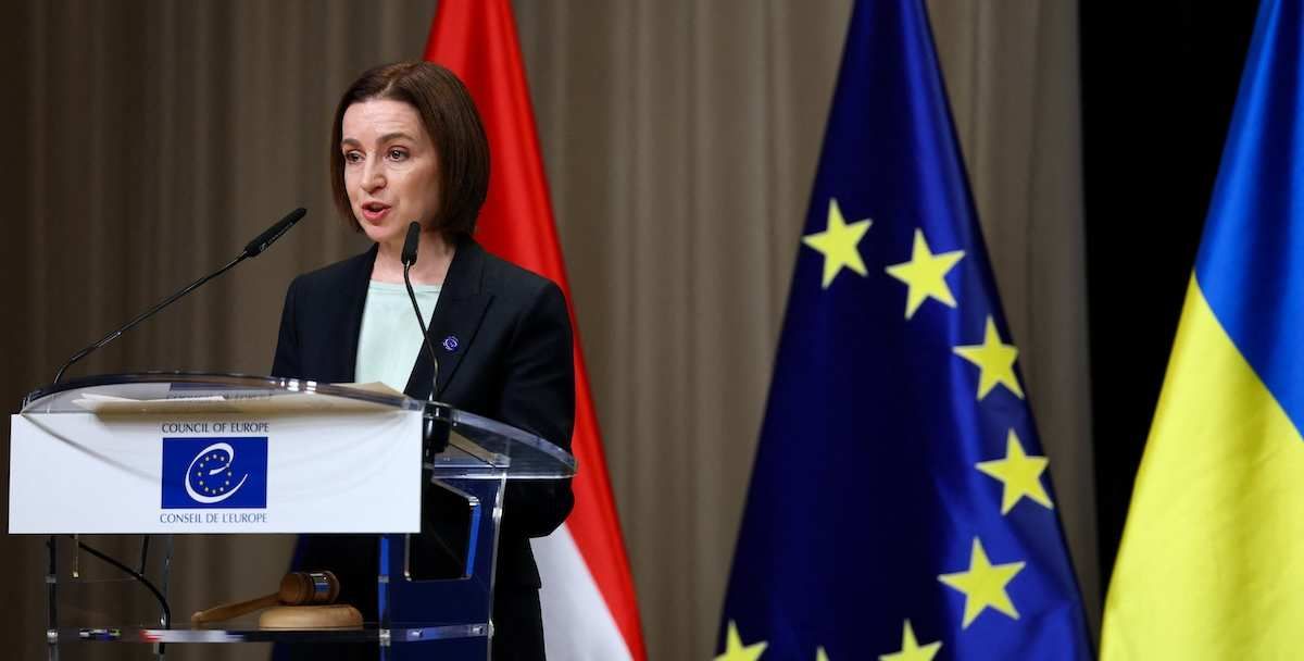​Moldovan President Maia Sandu speaks during a Council of Europe diplomatic conference to launch the International Claims Commission for Ukraine, aimed at handling compensation claims related to Russia's war in Ukraine, in The Hague, Netherlands, December 16, 2025. 
