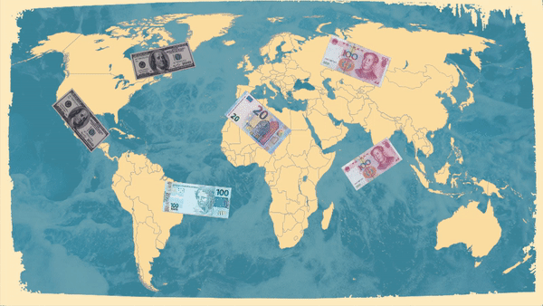 ​Money floating around the globe. 