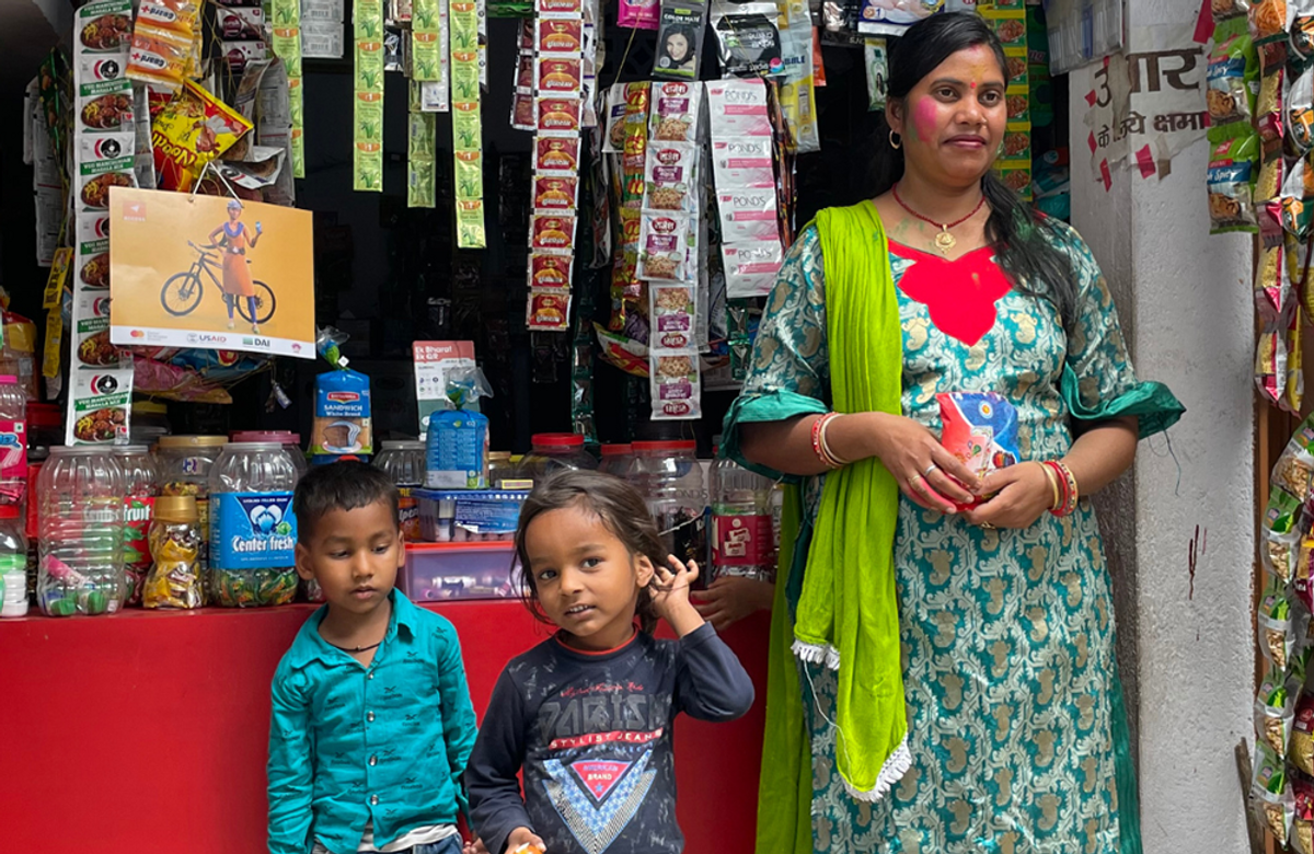 Mother and her children, in India