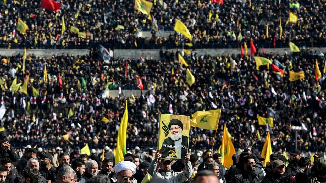 Mourners attend the funeral of slain Hezbollah leader Hassan Nasrallah on the outskirts of Beirut.
