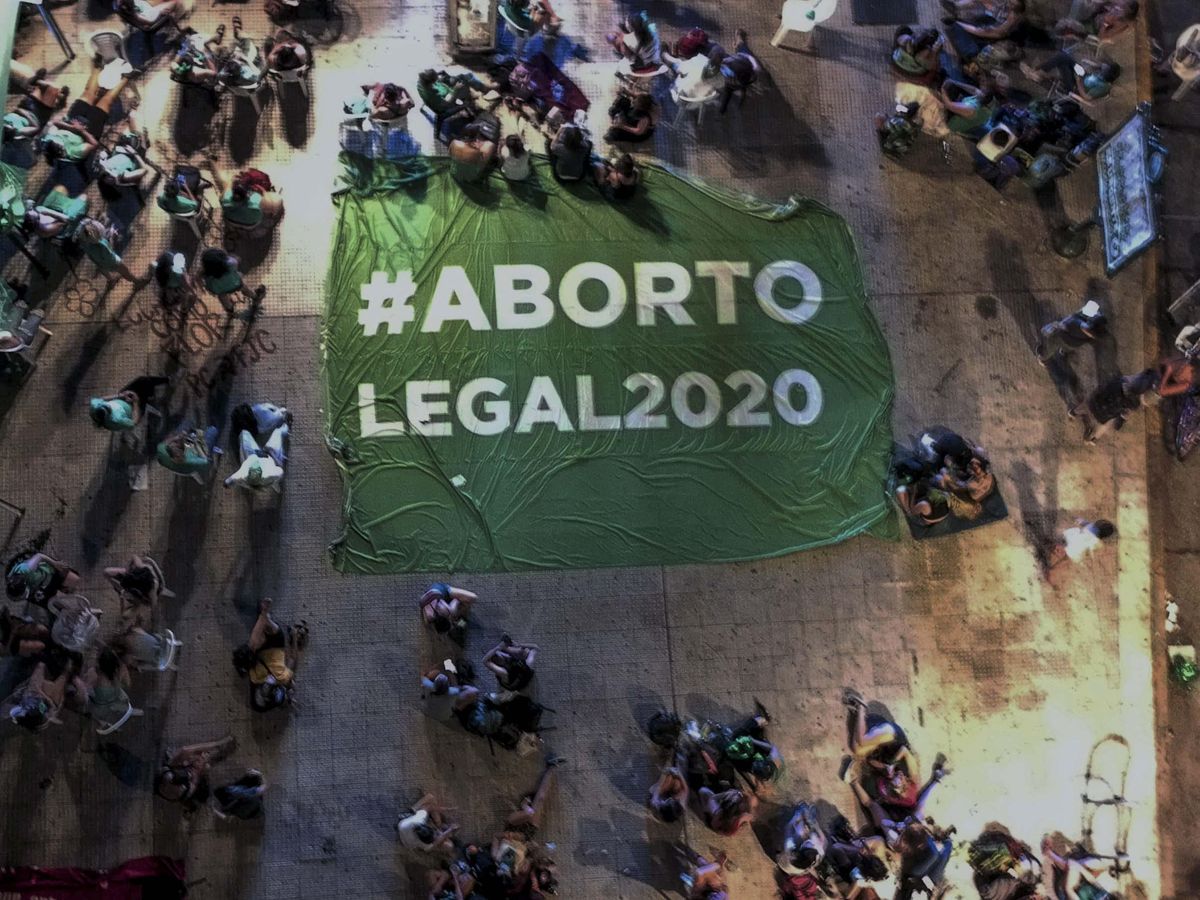 n the photo taken on December 10, 2020, mobilization of women in front of the Congress where the approval in Deputies of the legalization and decriminalization of abortion in Argentina was voted. 