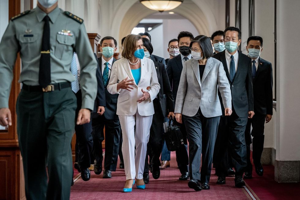 Nancy Pelosi meets with Taiwan's President Tsai Ing-wen in Taipei on August 3.