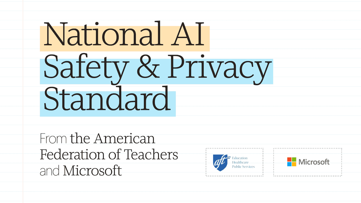 "National AI Safety & Privacy Standard" written on a rules notebook paper background with the logo of Microsoft and aft in the bottom right corner