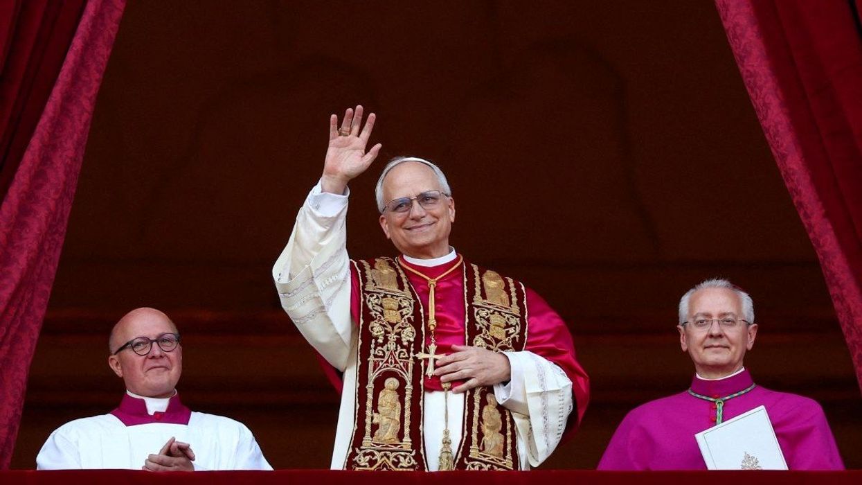 Newly elected Pope Leo XIV, Cardinal Robert Prevost of the United States, appears on the balcony of St. Peter's Basilica, at the Vatican, on May 8, 2025.