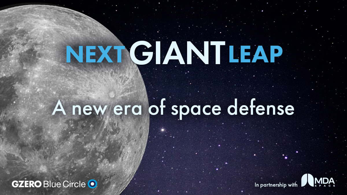 Next Giant Leap: A new era of space defense | GZERO Blue Circle x MDA Space | Image of the moon 