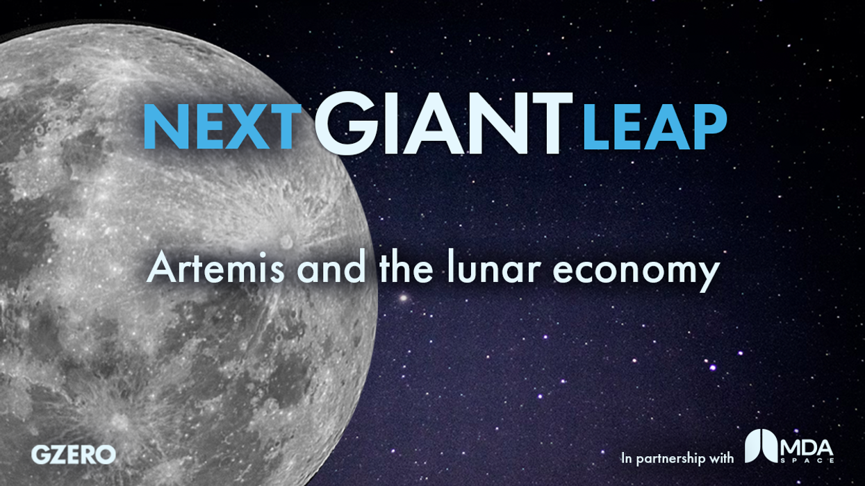 Next Giant Leap podcast | Artermis and the lunar economy | GZERO - In partnership with MDA Space | image of the moon in space