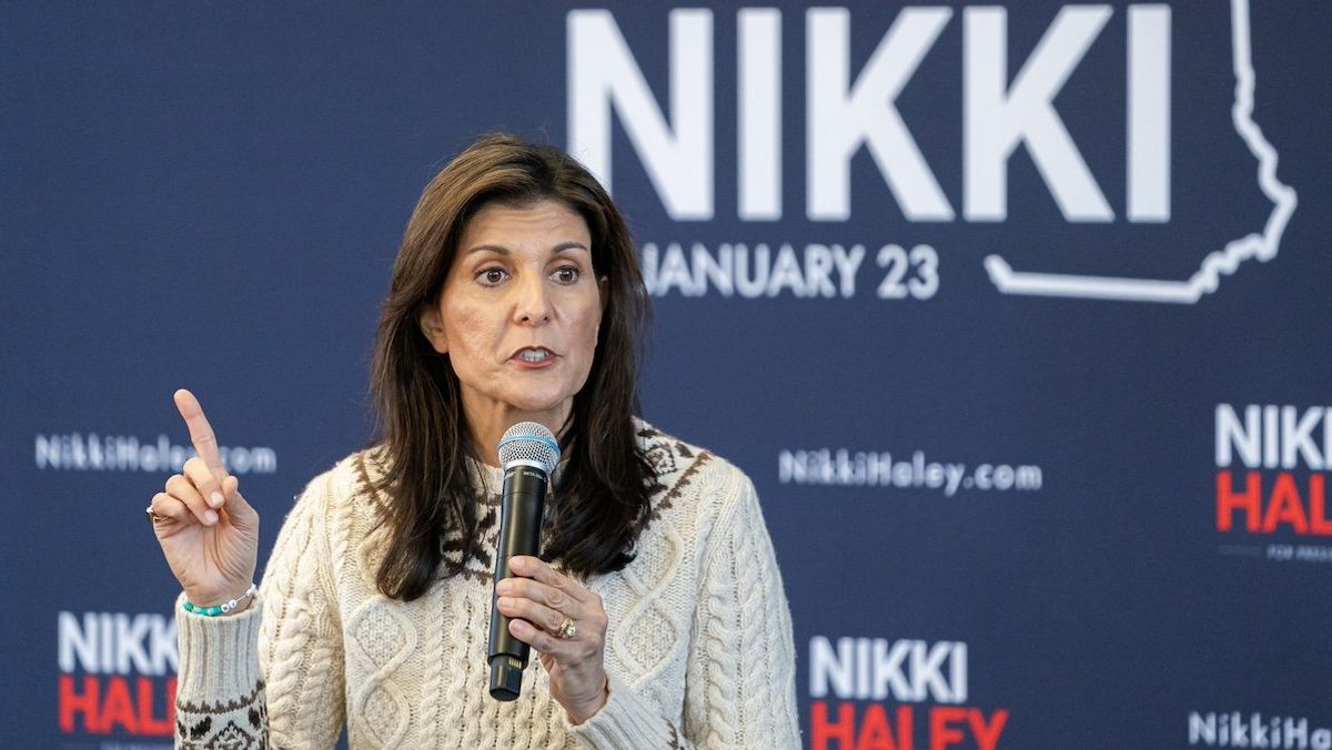 Nikki Haley, former U.N. Ambassador and Republican presidential candidate, delivers remarks during a campaign event in Derry, New Hampshire on Jan. 21, 2023.