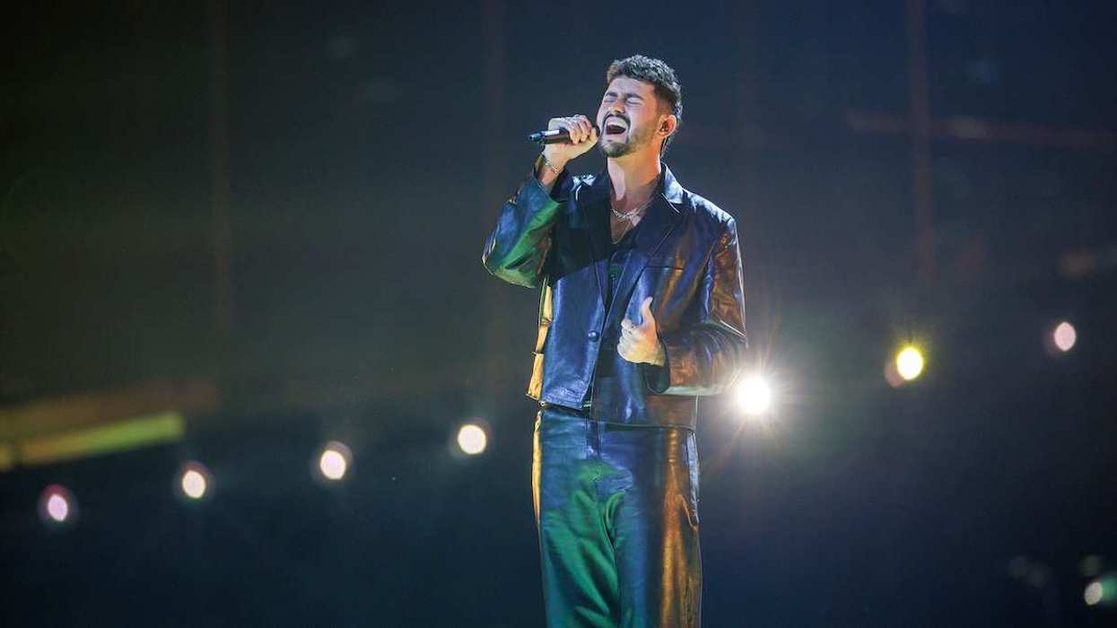 Noam Bettan from Israel with the song "Michelle" during rehearsals for the first Eurovision semi-final on May 12, 2026. in the Stadthalle.