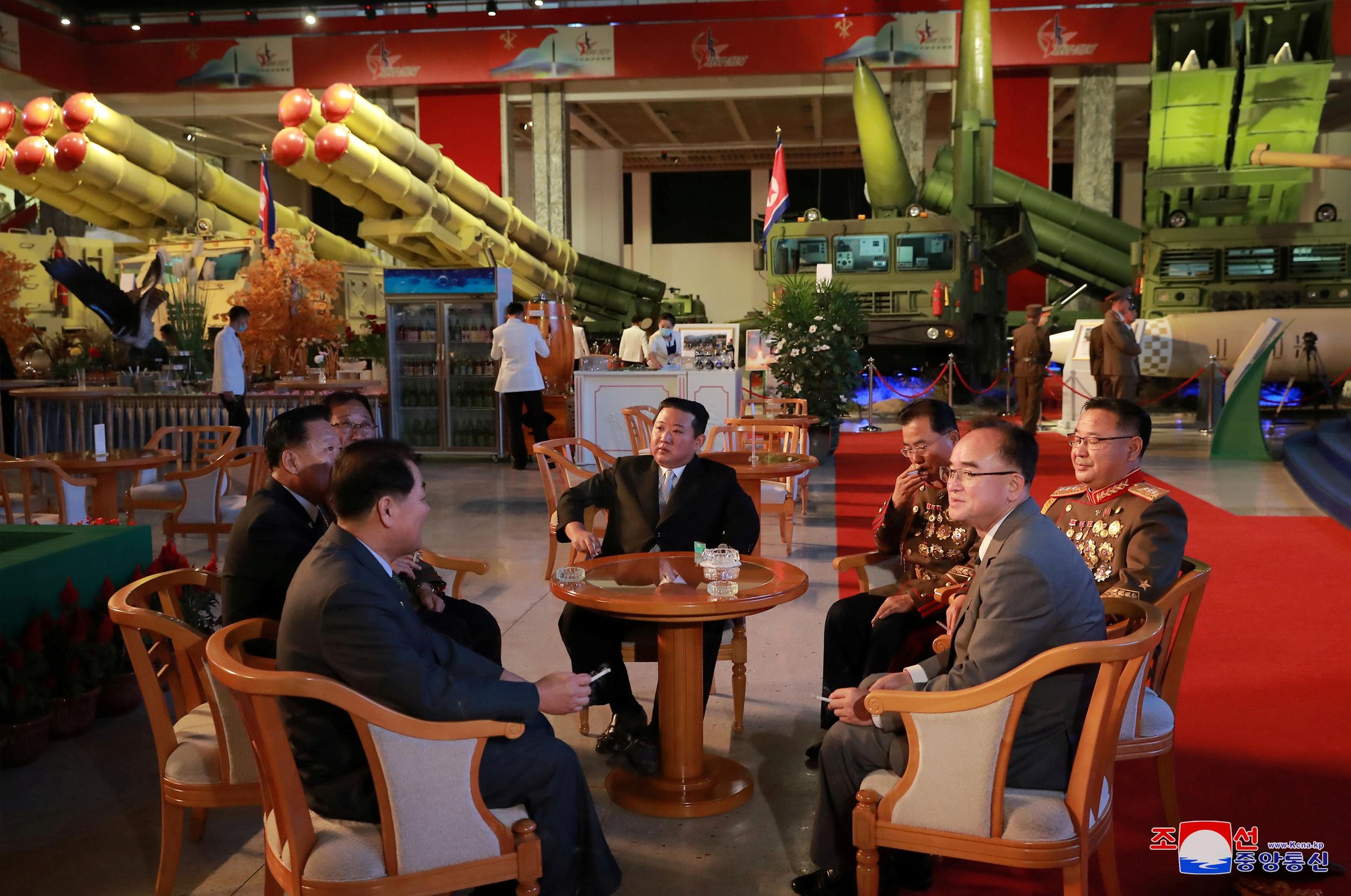 North Korea's leader Kim Jong Un attends the Defence Development Exhibition, in Pyongyang, North Korea, in this undated photo released on October 12, 2021 by North Korea's Korean Central News Agency 