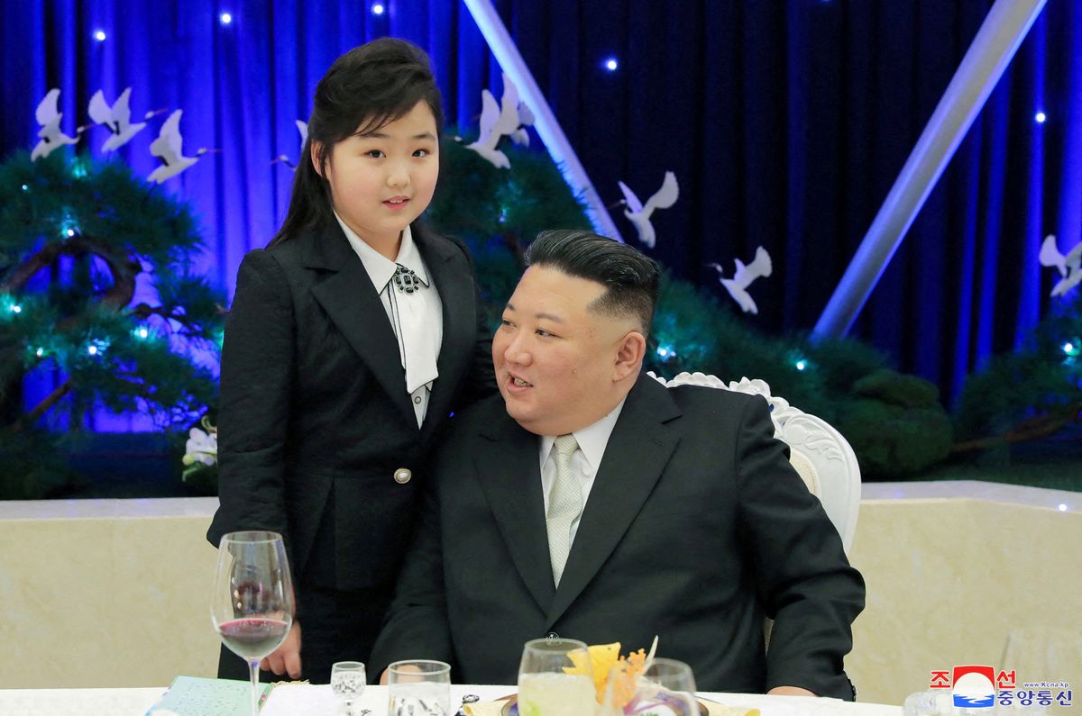 North Korean leader Kim Jong Un with his daughter Kim Ju Ae at a banquet in Pyongyang, North Korea.