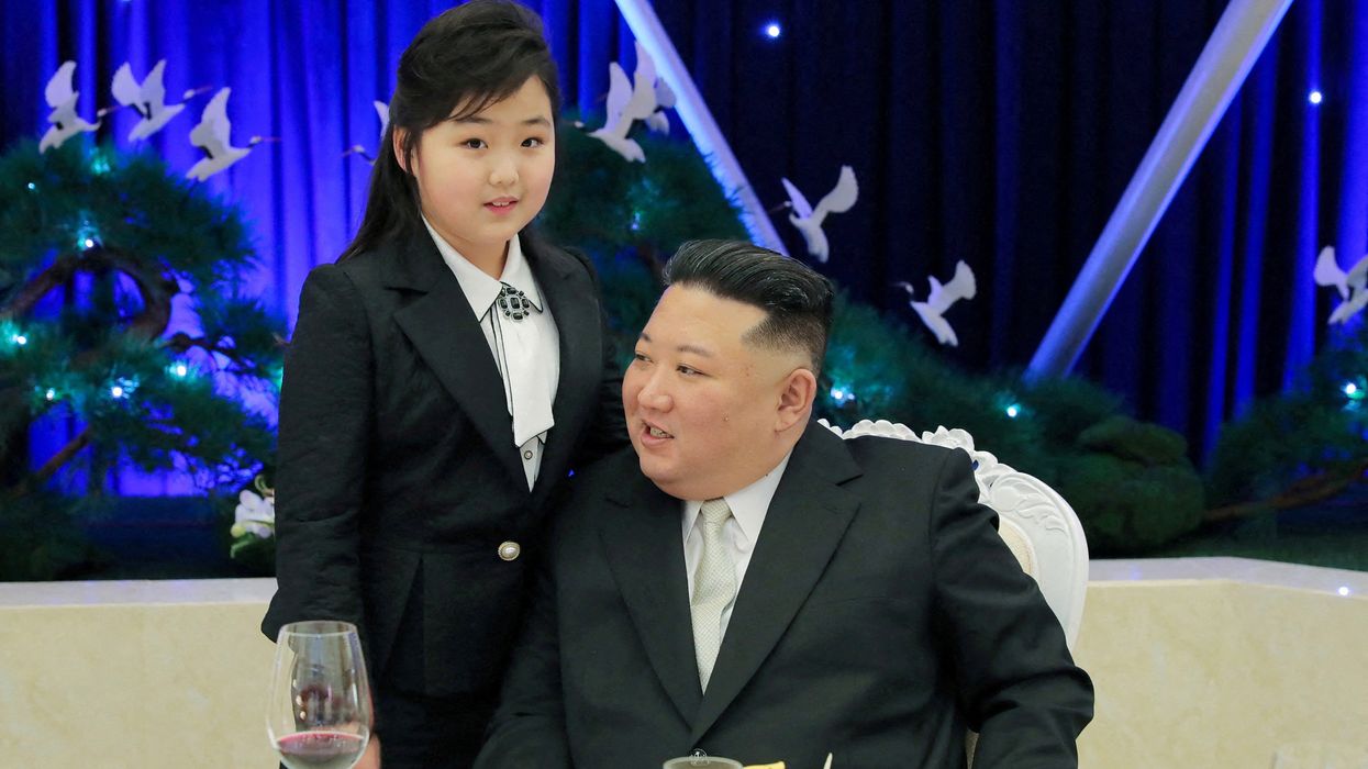 North Korean leader Kim Jong Un with his daughter Kim Ju Ae at a banquet in Pyongyang, North Korea.