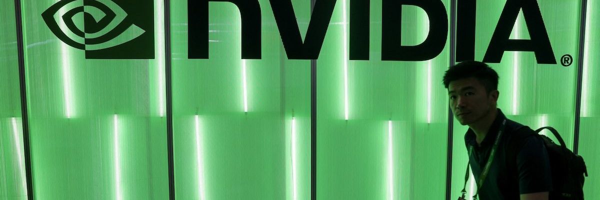 Nvidia logo in Taipei, Taiwan.