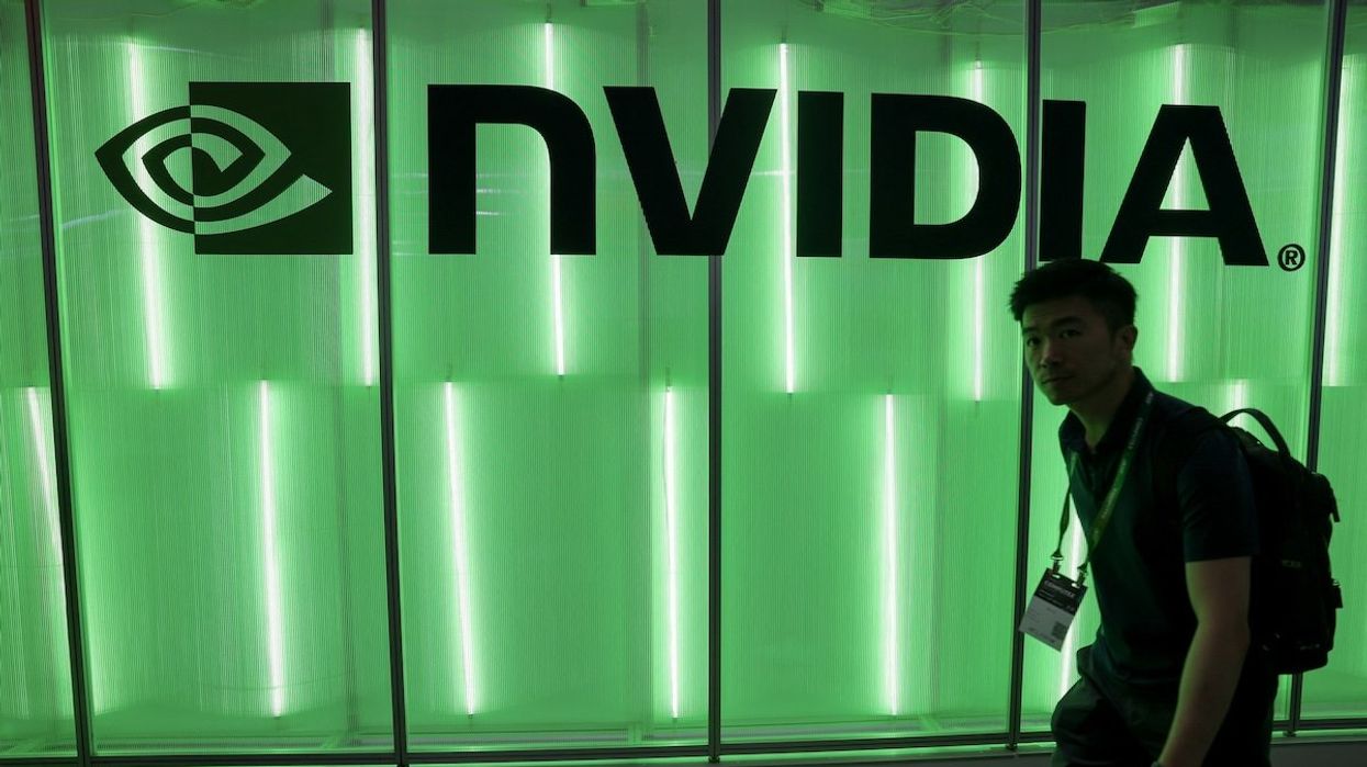 Nvidia logo in Taipei, Taiwan.