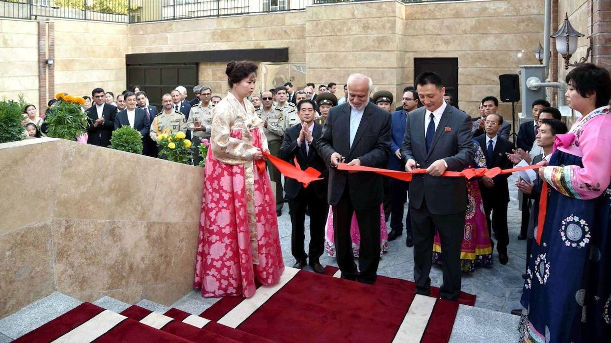 Officials attend the opening ceremony for the North Korean Embassy in Tehran, Iran in this undated photo released on August 5, 2017 by North Korea's Korean Central News Agency (KCNA) in Pyongyang.