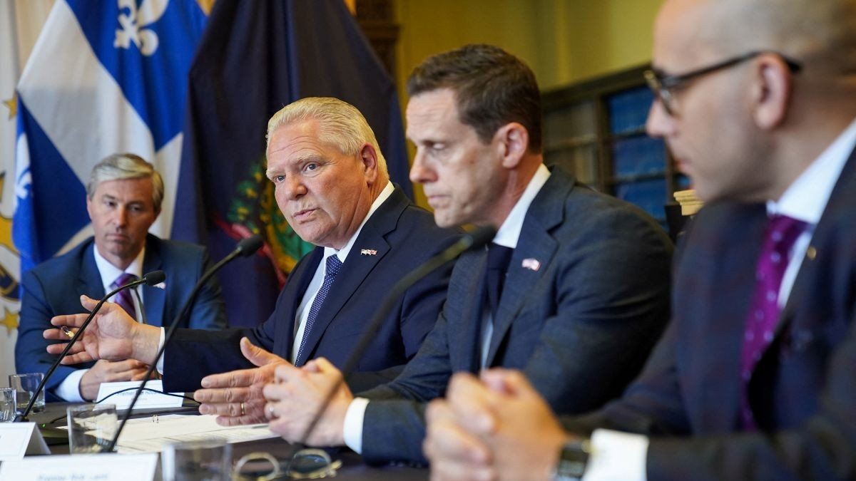 ​Ontario Premier Doug Ford speaks during a meeting of northeastern U.S. Governors and Canadian Premiers, in Boston, Massachusetts, U.S., June 16, 2025.