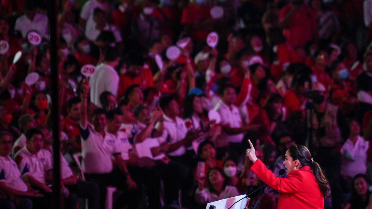 Paetongtarn Shinawatra, daughter of former Thai PM Thaksin Shinawatra and the Pheu Thai party's prime ministerial candidate, at a campaign event in Bangkok.