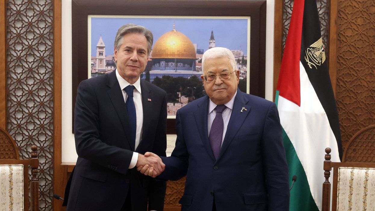 Palestinian Authority leader Mahmoud Abbas meets with US Secretary of State Antony Blinken in Ramallah in the West Bank on Nov. 5, 2023.